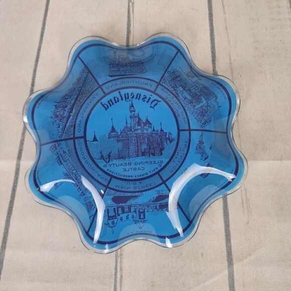 Vintage Disneyland Souvenir Fluted Candy Dish Sleeping Beauty's Castle Blue - Picture 6 of 13